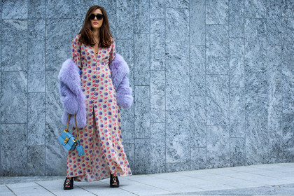 atmosphere details, AUTUMN WINTER 2016-2017, AW 16-17, black, blue, blue bag, eleonora carisi, FALL WINTER 2016-2017, fashion week, floral, flower, frenchystyle, full length, fur jacket, FW, FW 16-17, high boots, high heels, horizontal, jonathan paciullo, leather bag, leather shoes, LFW, LONDON, long dress, MENSWEAR, off the shoulder, pink, pink dress, printed dress, purple, purple fur, street style, sunglasses, turquoise, valentino