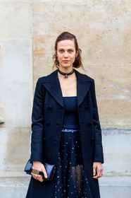 AUTUMN WINTER 2017-2018, AW 17-18, aymeline valade, black bag, black dress, black jacket, black skirt, black top, bustier dress, bustier top, choker, christian dior, FALL WINTER 2017-2018, fashion week, frenchystyle, full length, FW, FW 17-18, jonathan paciullo, leather bag, model, necklace, PARIS, PFW, see through, street style, vertical
