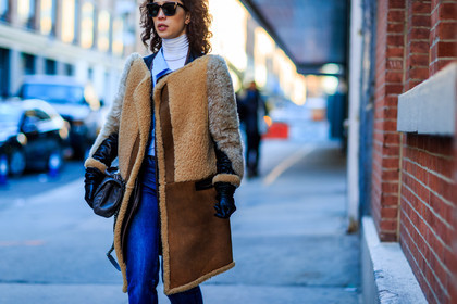 atmosphere details, AUTUMN WINTER 2016-2017, AW 16-17, beige fur, black gloves, blue denim, brown fur, denim pants, detail, embroideries, fashion week, frenchystyle, fur coat, fur jacket, FW, FW 16-17, grey bag, high heels, horizontal, jeans, jonathan paciullo, leather bag, leather coat, leather gloves, leather jacket, multicolor, NEW YORK, NYFW, patchwork, saint laurent paris, shearling, sheep fur, street style, suede jacket, sunglasses, trousers, woman