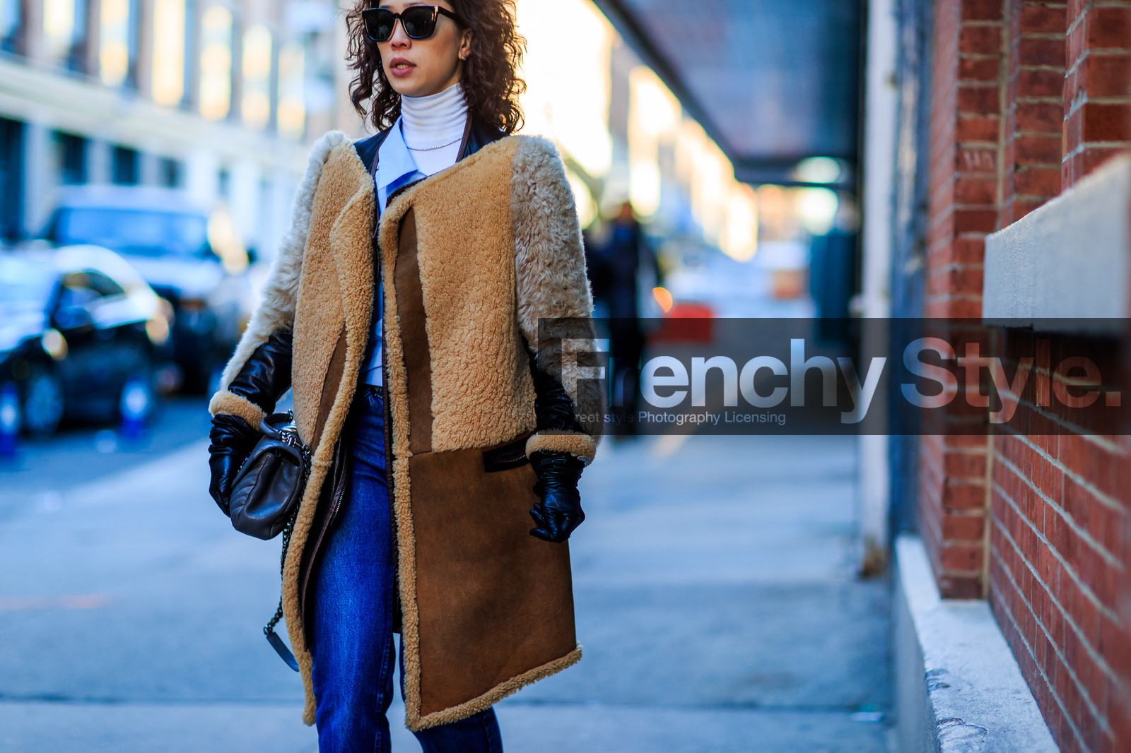 atmosphere details, AUTUMN WINTER 2016-2017, AW 16-17, beige fur, black gloves, blue denim, brown fur, denim pants, detail, embroideries, fashion week, frenchystyle, fur coat, fur jacket, FW, FW 16-17, grey bag, high heels, horizontal, jeans, jonathan paciullo, leather bag, leather coat, leather gloves, leather jacket, multicolor, NEW YORK, NYFW, patchwork, saint laurent paris, shearling, sheep fur, street style, suede jacket, sunglasses, trousers, woman