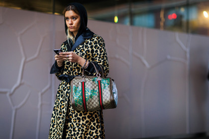 animal print, atmosphere details, AUTUMN WINTER 2016-2017, AW 16-17, beige bag, belted coat, black pants, black sneakers, detail, emma morrison, fashion week, frenchystyle, FW, FW 16-17, gucci, hood, horizontal, jonathan paciullo, leather bag, leather coat, leopard print, monogram, NEW YORK, NYFW, printed bag, printed coat, street style, trousers, vans, woman