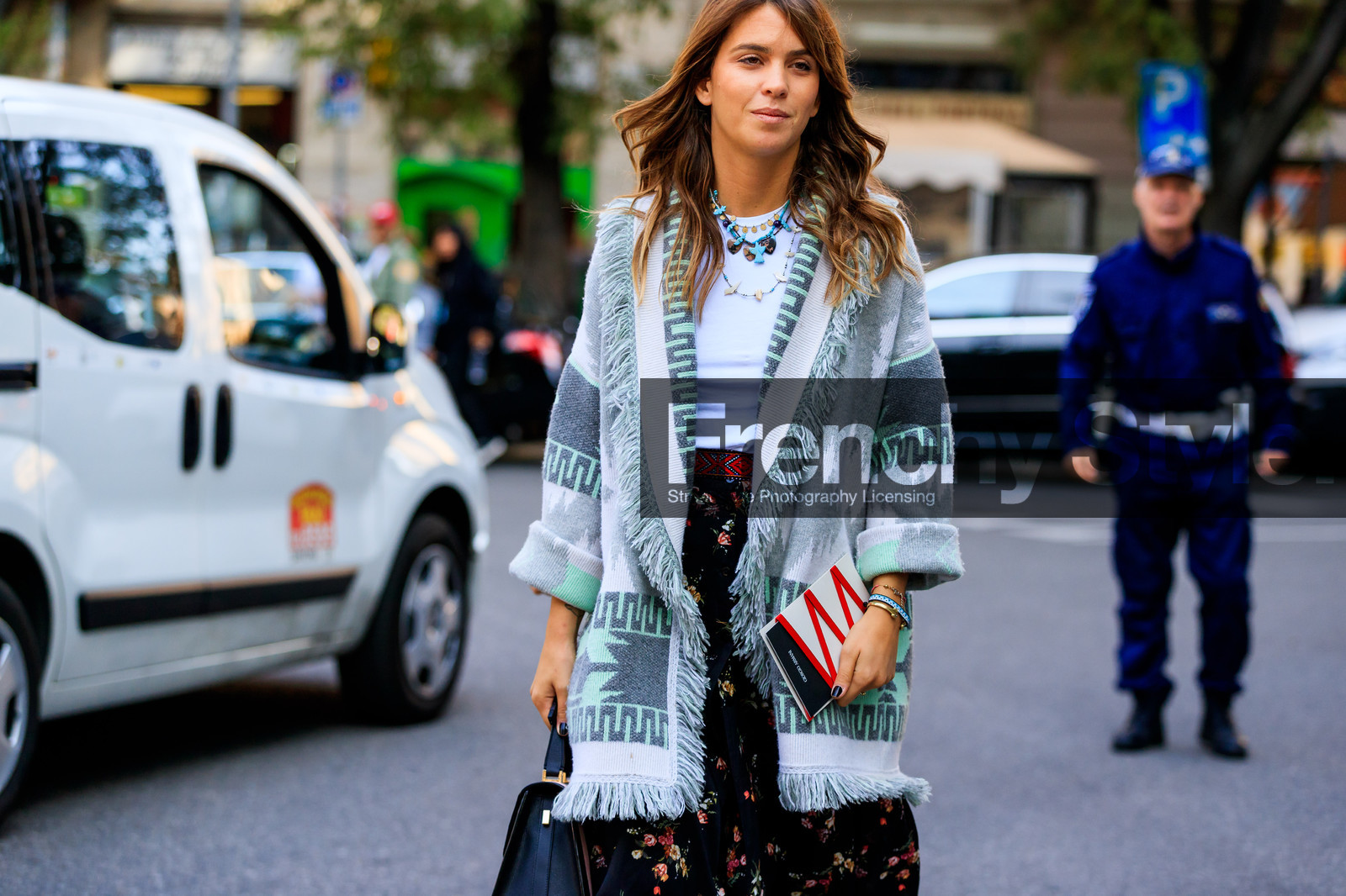 atmosphere details, black bag, black skirt, carola bernard, detail, fashion week, floral, flowers, frenchystyle, FW, grey sweater, horizontal, jonathan paciullo, leather bag, MFW, MILAN, printed t shirt, SPRING SUMMER 2018, SS 18, street style, white t shirt