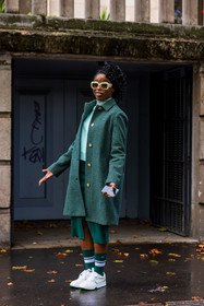 check, checked coat, coat, green coat, green socks, green sunglasses, lacoste look, oversize sunglasses, printed coat, sneakers, socks, sunglasses, white sneakers, lacoste, fashion week, frenchystyle, FW, jonathan paciullo, street style, PFW, PARIS, SPRING SUMMER 2022, SS 22, vertical, full length