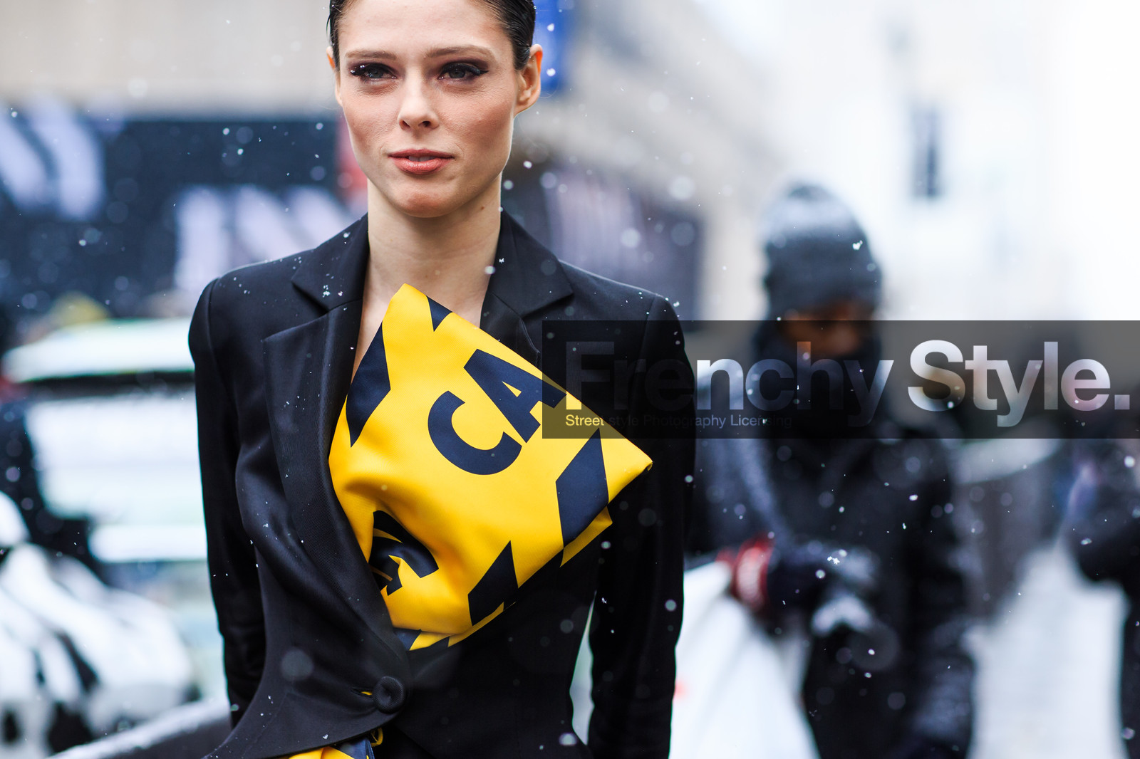 atmosphere details, AUTUMN WINTER 2016-2017, AW 16-17, black, black jacket, blazer, coco rocha, detail, fashion week, frenchystyle, FW, FW 16-17, horizontal, jonathan paciullo, model, NEW YORK, NYFW, street style, woman, yellow