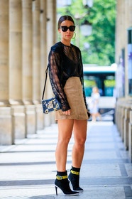 alice & j.s, beige skirt, black bag, black boots, black bra, black top, earrings, fashion week, frenchystyle, full length, FW, high heels, jonathan paciullo, lace, leather bag, leather shoes, louis vuitton, MENSWEAR, off white, PARIS, PFW, printed bag, see through, silk top, SPRING SUMMER 2018, SS 18, street style, sunglasses, vertical
