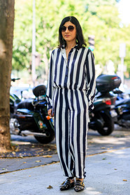 black and white, black shoes, fashion week, frenchystyle, full length, FW, geometric, graphic jumpsuit, jonathan paciullo, julie ragolia, leather shoes, MENSWEAR, off white, PARIS, PFW, prada, printed jumpsuit, SPRING SUMMER 2018, SS 18, street style, striped jumpsuit, stripes, sunglasses, trousers, vertical