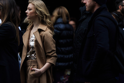 atmosphere details, AUTUMN WINTER 2016-2017, AW 16-17, brown coat, brown pants, camel coat, camel pants, detail, FALL WINTER 2016-2017, fashion week, frenchystyle, FW, FW 16-17, golden top, horizontal, jonathan paciullo, LFW, LONDON, MENSWEAR, natalie dormer, street style, trousers
