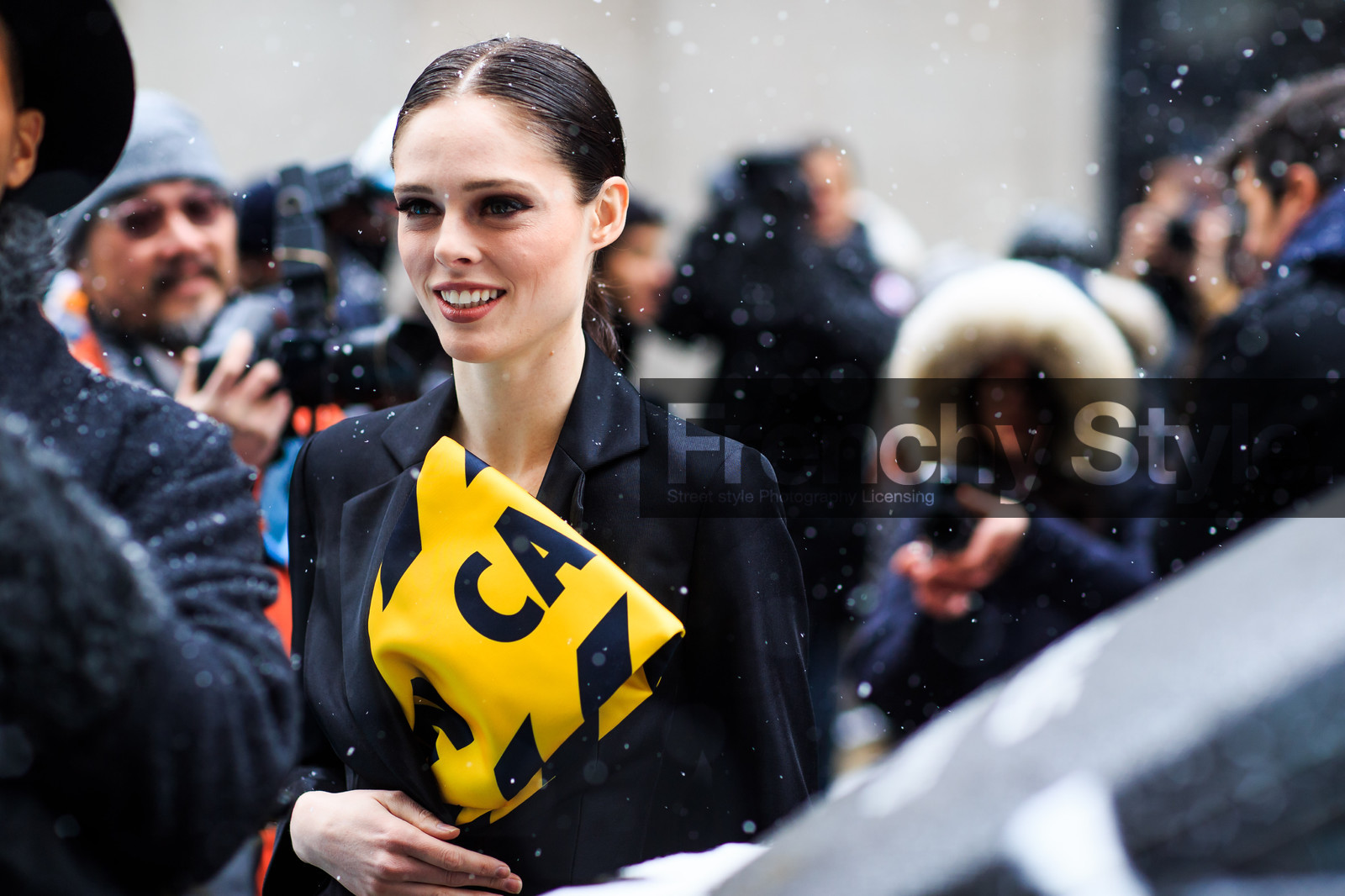atmosphere details, AUTUMN WINTER 2016-2017, AW 16-17, black, black jacket, blazer, coco rocha, detail, fashion week, frenchystyle, FW, FW 16-17, horizontal, jonathan paciullo, model, NEW YORK, NYFW, street style, woman, yellow