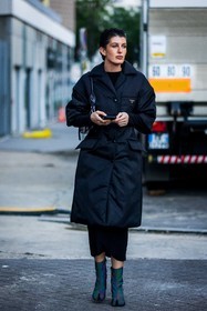 black bag, black coat, black dress, black monochrome, boots, coat, Elisa Paulette Vicente, margiela boots, prada look, street style, jonathan paciullo, FW, frenchystyle, fashion week, PFW, PARIS, SPRING SUMMER 2022, SS 22, vertical, full length