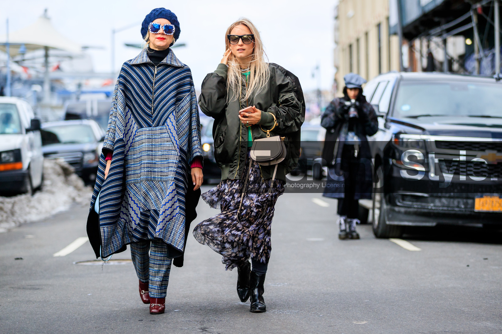 atmosphere details, AUTUMN WINTER 2017-2018, AW 17-18, beige bag, black boots, black shoes, blue beanie, bomber jacket, Charlotte Groeneveld, checked pants, chloe, FALL WINTER 2017-2018, fashion week, floral, flower, frenchystyle, full length, FW, FW 17-18, golden details, graphic coat, green jacket, grey coat, grey pants, horizontal, jonathan paciullo, leather bag, leather boots, leather shoes, natalie joos, NEW YORK, NYFW, plaid, poncho, printed coat, printed pants, printed skirt, purple skirt, red boots, red lips, street style, striped coat, sunglasses, trousers
