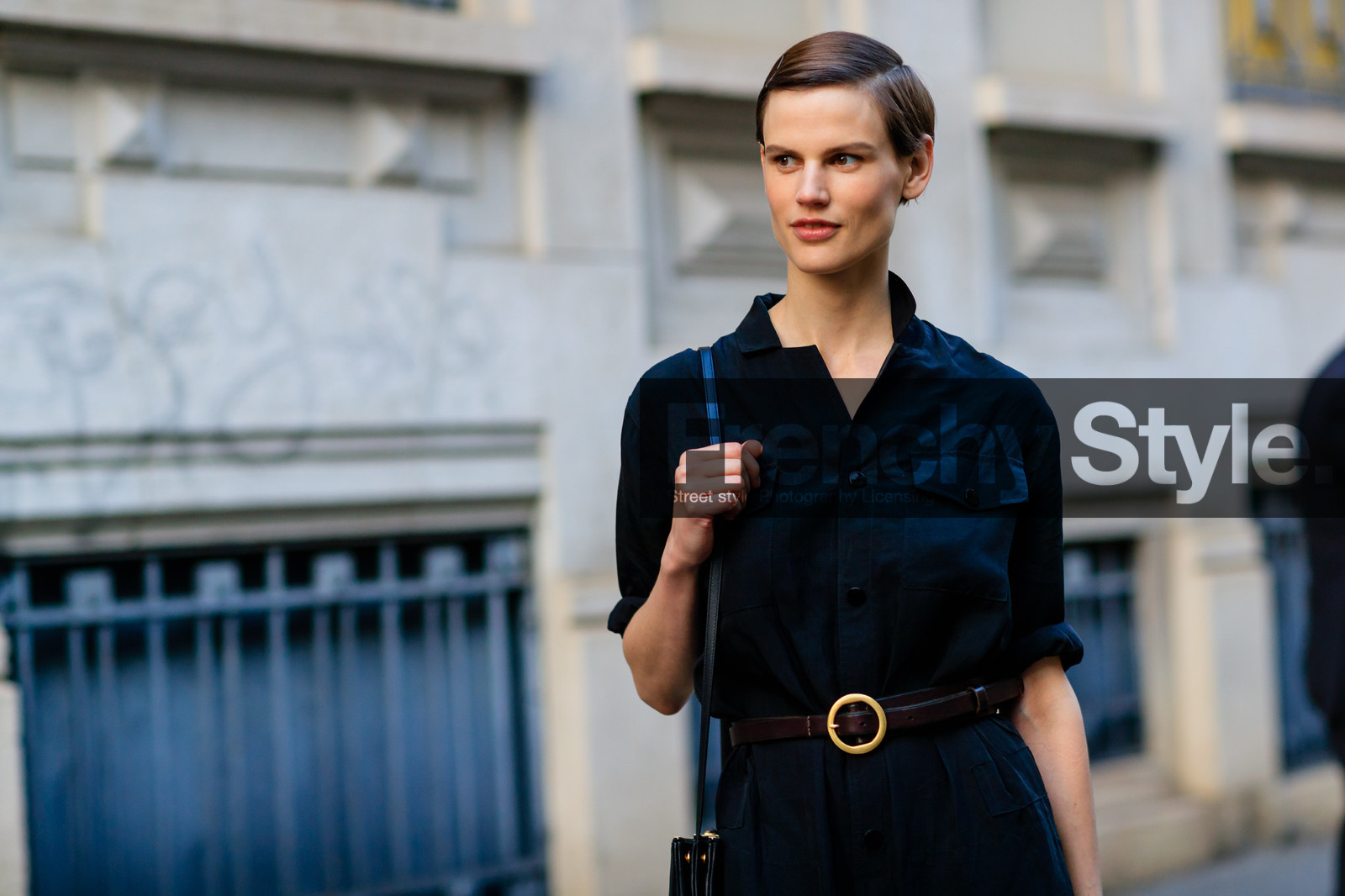atmosphere details, black jumpsuit, brown belt, detail, fashion week, frenchystyle, FW, horizontal, jonathan paciullo, leather belt, MFW, MILAN, model, portrait, saskia de brauw, SPRING SUMMER 2017, SS 17, street style