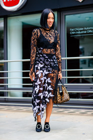 animal print, black and white, black bra, black dress, black shoes, brown bag, embroidered dress, fashion week, fishnet dress, frenchystyle, full length, FW, graphic dress, jonathan paciullo, lace, leather bag, leather shoes, leopard print, LFW, LONDON, printed bag, see through, SPRING SUMMER 2017, SS 17, street style, Tiffany Hsu, transparent, vertical, woman