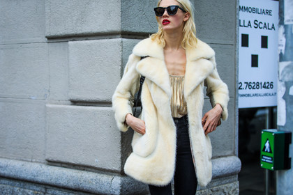 atmosphere details, AUTUMN WINTER 2016-2017, AW 16-17, black denim, denim pants, detail, FALL WINTER 2016-2017, fashion week, frenchystyle, fur coat, fur jacket, FW, FW 16-17, golden top, horizontal, jeans, jonathan paciullo, LFW, LONDON, MENSWEAR, model, red lips, street style, sunglasses, trousers, white coat, white fur, white jacket