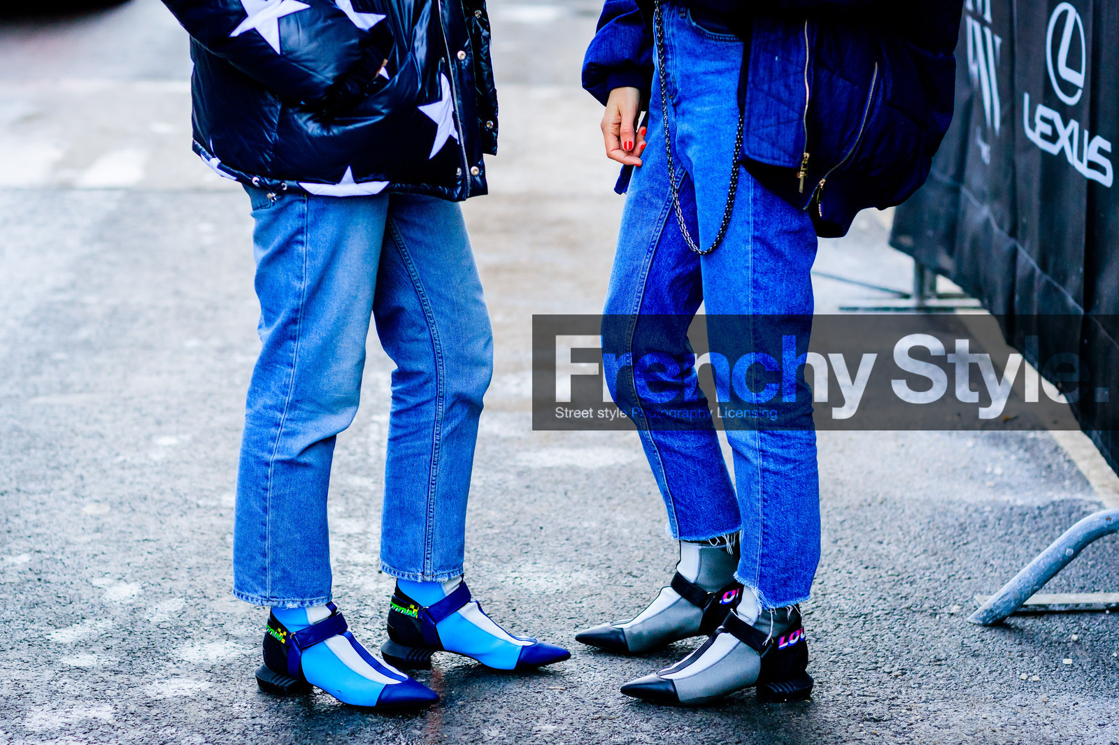 atmosphere details, AUTUMN WINTER 2017-2018, AW 17-18, black sweater, blue bag, blue denim, blue jacket, chanel handbag, denim pants, detail, down jacket, FALL WINTER 2017-2018, fashion week, frenchystyle, FW, FW 17-18, graphic shoes, grey sweater, horizontal, jeans, jonathan paciullo, leather shoes, louis vuitton, moncler, NEW YORK, NYFW, printed jacket, stars, street style, trousers, turquoise