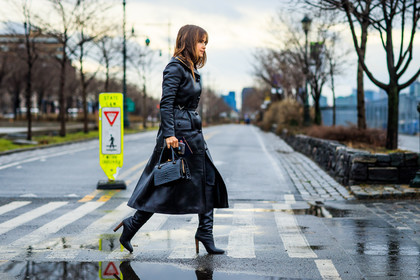 atmosphere details, AUTUMN WINTER 2016-2017, AW 16-17, black bag, black boots, black coat, fashion week, frenchystyle, full length, FW, FW 16-17, high boots, high heels, horizontal, jonathan paciullo, leather bag, leather boots, leather coat, mira, NEW YORK, NYFW, street style, woman