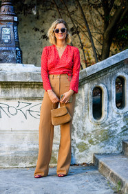 adenorah, brown fur, camel bag, camel pants, fashion week, frenchystyle, full length, fur bag, FW, jonathan paciullo, PARIS, PFW, red shirt, SPRING SUMMER 2017, SS 17, street style, sunglasses, trousers, vertical