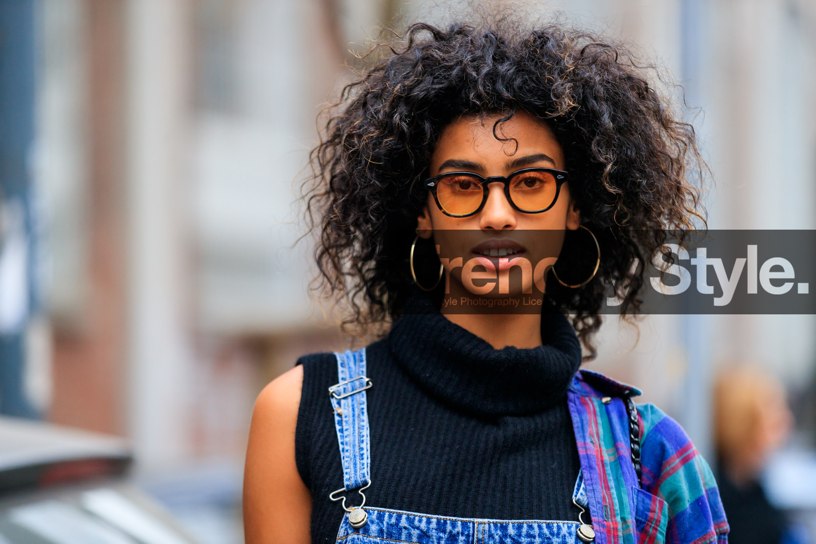 atmosphere details, AUTUMN WINTER 2017-2018, AW 17-18, black turtleneck, checked shirt, denim overall, detail, earrings, FALL WINTER 2017-2018, fashion week, frenchystyle, FW, FW 17-18, graphic shirt, horizontal, imaan hamman, jonathan paciullo, MFW, MILAN, model, plaid, portrait, printed shirt, ralph lauren, sleeveless, street style, sunglasses