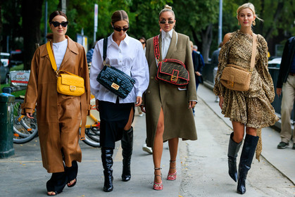 lena lademann, nina suess, fendi bag, fendi baguette bag, fendi boots, fendi dress, fendi jacket, fendi look, fendi shirt, fendi shoes, fendi skirt, fendi sunglasses, fendi top, yellow bag, yellow leather bag, monogrammed bag, crossbody bag, fendi coat, brown leather coat, openwork coat, black pants, silk pants, black sunglasses, futurist shape sunglasses, butterfly sunglasses, white shirt, long shirt, black skirt, mid long skirt, split skirt, high boots, black boots, polish boots, black bag, polish bag, green bag, beige trench coat, beige coat, high collar shirt, brown bag, pink neon bag, logo strap bag, pink shoes, beige leather bag, animal print dress, ruffle dress, long sleeves dress, street style, jonathan paciullo, FW, frenchystyle, fashion week, MFW, MILAN, SPRING SUMMER 2020, SS 20