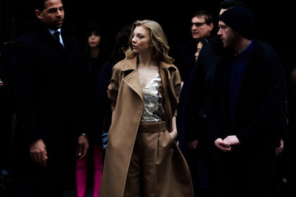 atmosphere details, AUTUMN WINTER 2016-2017, AW 16-17, brown coat, brown pants, camel coat, camel pants, detail, FALL WINTER 2016-2017, fashion week, frenchystyle, FW, FW 16-17, golden top, horizontal, jonathan paciullo, LFW, LONDON, MENSWEAR, natalie dormer, street style, trousers