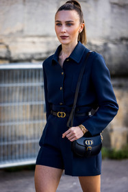 bag, belt, black bag, black belt, bracelet, dior bag, dior belt, dior bracelet, dior look, gold bracelet, lace up boots, leather belt, Mary Leest, navy shirt, navy short, shirt, short, street style, jonathan paciullo, FW, frenchystyle, fashion week, PFW, PARIS, SPRING SUMMER 2022, SS 22, vertical, atmosphere details