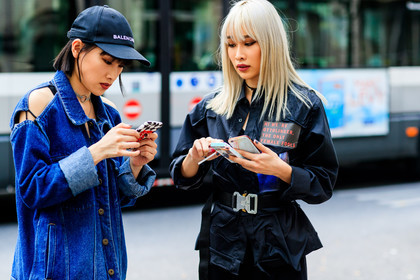 atmosphere details, balenciaga, black belt, black cap, black jacket, black shorts, blue denim, choker, denim jacket, detail, dyed hair, fashion week, frenchystyle, FW, horizontal, jonathan paciullo, laser cut, MENSWEAR, necklace, PARIS, PFW, SPRING SUMMER 2018, SS 18, street style