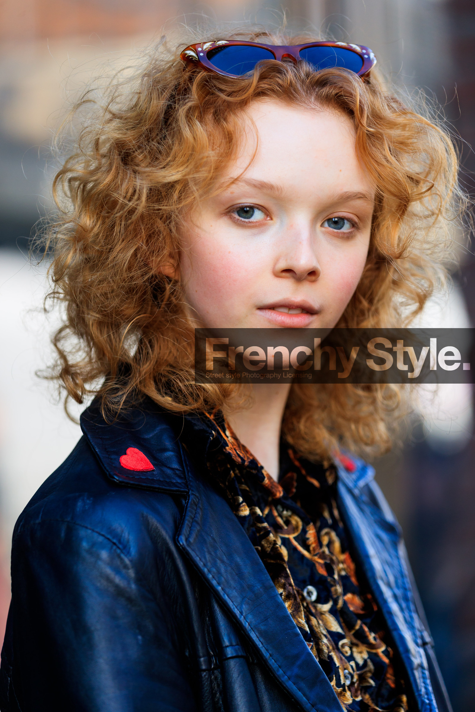 atmosphere details, black jacket, detail, fashion week, floral, flowers, frenchystyle, FW, graphic shirt, hair, jonathan paciullo, leather jacket, MFW, MILAN, model, portrait, printed shirt, red head, skincare, SPRING SUMMER 2018, SS 18, street style, vertical