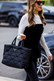 nylon prada, handbag, sunglasses, pants, top, velvet top, fashion week, frenchystyle, FW, jonathan paciullo, street style, SPRING SUMMER 2022, SS 22, LFW, LONDON, vertical, atmosphere details, detail