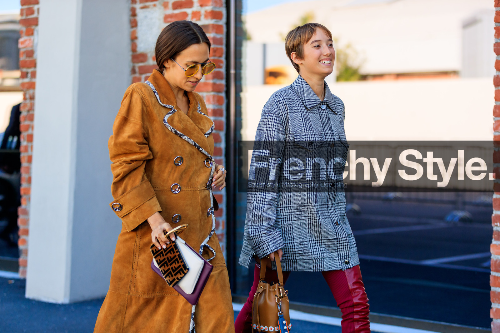 animal print, atmosphere details, brown bag, brown coat, checked jacket, detail, fashion week, fendi, frenchystyle, FW, graphic jacket, grey jacket, high boots, horizontal, jonathan paciullo, leather bag, leather coat, MFW, MILAN, multicolor bag, plaid, printed jacket, SPRING SUMMER 2018, SS 18, street style, sunglasses