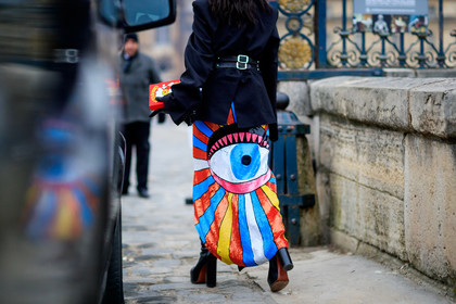 balenciaga, black belt, black boots, black jacket, black shoes, blazer, graphic skirt, high heels, leather bag, leather belt, leather shoes, multicolor bag, multicolor skirt, olympia le tan, printed clutch, printed skirt, sequined skirt, shiny skirt, zana bayne, fashion week, frenchystyle, FW, jonathan paciullo, street style, PFW, PARIS, SPRING SUMMER 2017, SS 17, HAUTE COUTURE, atmosphere details, detail, horizontal, tina leung