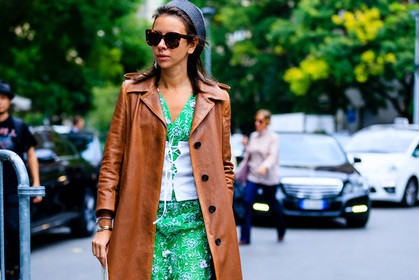 atmosphere details, brown coat, corset, detail, embroidered dress, fashion week, floral, flower, frenchystyle, FW, green dress, headband, horizontal, jonathan paciullo, leather coat, MFW, MILAN, natasha goldenberg, overcoat, prada, printed dress, SPRING SUMMER 2017, SS 17, street style, sunglasses