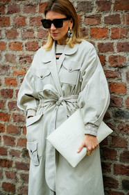 céline, earrings, grey coat, leather bag, rings, sunglasses, white bag, MILAN, MFW, fashion week, frenchystyle, FW, jonathan paciullo, street style, AUTUMN WINTER 2019-2020, AW 19-20, FALL WINTER 2019-2020, FW 19-20, vertical, atmosphere details, detail