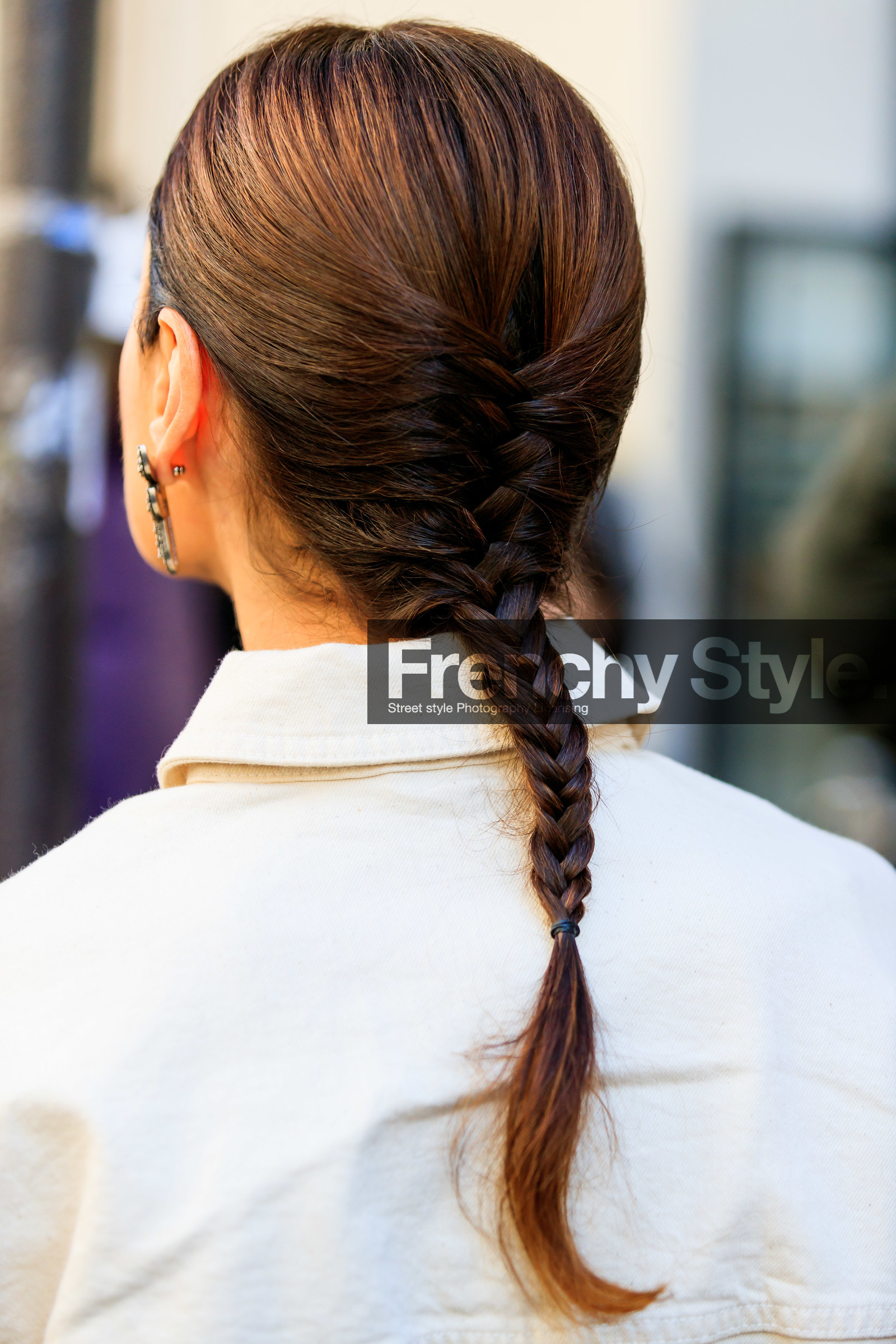 braids, earrings, white jacket, fashion week, frenchystyle, FW, jonathan paciullo, street style, PFW, PARIS, AUTUMN WINTER 2019-2020, AW 19-20, FALL WINTER 2019-2020, FW 19-20, vertical, atmosphere details, detail