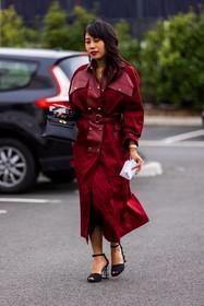 bag, black bag, black sandals, coat, hermes bag, leather bag, long coat, red coat, sandals, PARIS, PFW, fashion week, frenchystyle, FW, jonathan paciullo, street style, SPRING SUMMER 2022, SS 22, vertical, full length