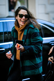 black sunglasses, camel hoodie, plaid jacket, green jacket, details, fashion week, frenchystyle, FW, jonathan paciullo, street style, AUTUMN WINTER 2022-2023, FALL WINTER 2022_2023, FW 22-23, PFW, PARIS, vertical, detail