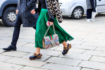 animal print, atmosphere details, AUTUMN WINTER 2016-2017, AW 16-17, beige bag, black shoes, clogs, detail, embroidered bag, FALL WINTER 2016-2017, fashion week, frenchystyle, fur jacket, fur shoes, FW, FW 16-17, green skirt, gucci, horizontal, jonathan paciullo, leather shoes, leopard print, LFW, LONDON, long skirt, MENSWEAR, metallic skirt, monogram, pleated skirt, printed bag, printed jacket, sequined bag, shiny bag, shiny skirt, street style