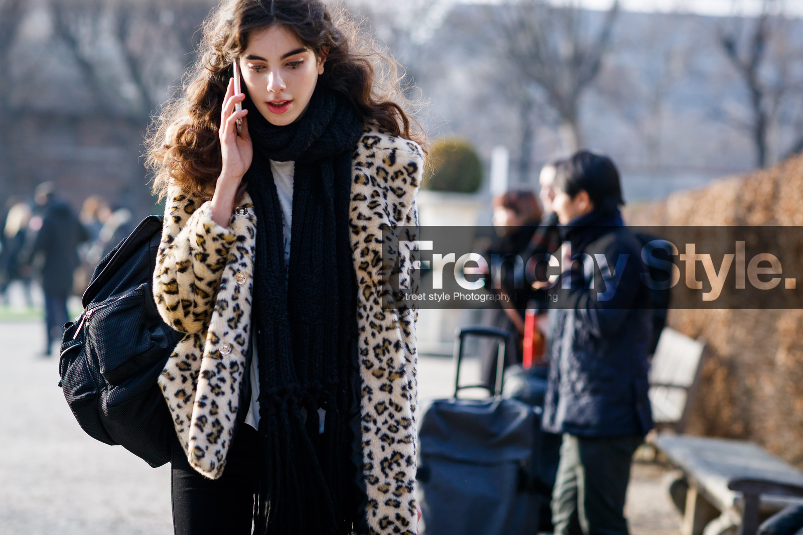 backpack, beige fur, black bag, black scarf, fur jacket, leather bag, leopard print, printed jacket, fashion week, frenchystyle, FW, jonathan paciullo, street style, PFW, PARIS, SPRING SUMMER 2017, SS 17, HAUTE COUTURE, atmosphere details, detail, horizontal, model