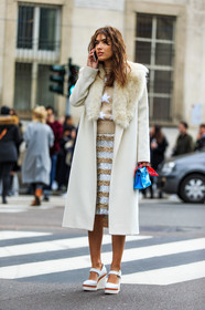 AUTUMN WINTER 2016-2017, AW 16-17, beige coat, beige sweater, blue bag, FALL WINTER 2016-2017, fashion week, fendi, frenchystyle, full length, fur collar, FW, FW 16-17, glitter, golden skirt, graphic skirt, high heels, jonathan paciullo, leather bag, leather shoes, LFW, LONDON, long hair, MENSWEAR, mini bag, patricia manfield, printed sweater, red bandana, shiny skirt, silver skirt, stars, street style, striped skirt, turquoise, vertical, white, white fur, white heels, white sandals