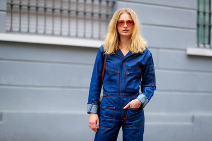 atmosphere details, AUTUMN WINTER 2017-2018, AW 17-18, blue denim, denim jumpsuit, denim pants, detail, FALL WINTER 2017-2018, fashion week, Frederikke Sofie Falbe-Hansen, frenchystyle, fun sunglasses, FW, FW 17-18, horizontal, jeans, jonathan paciullo, MFW, MILAN, model, street style, sunglasses, trousers
