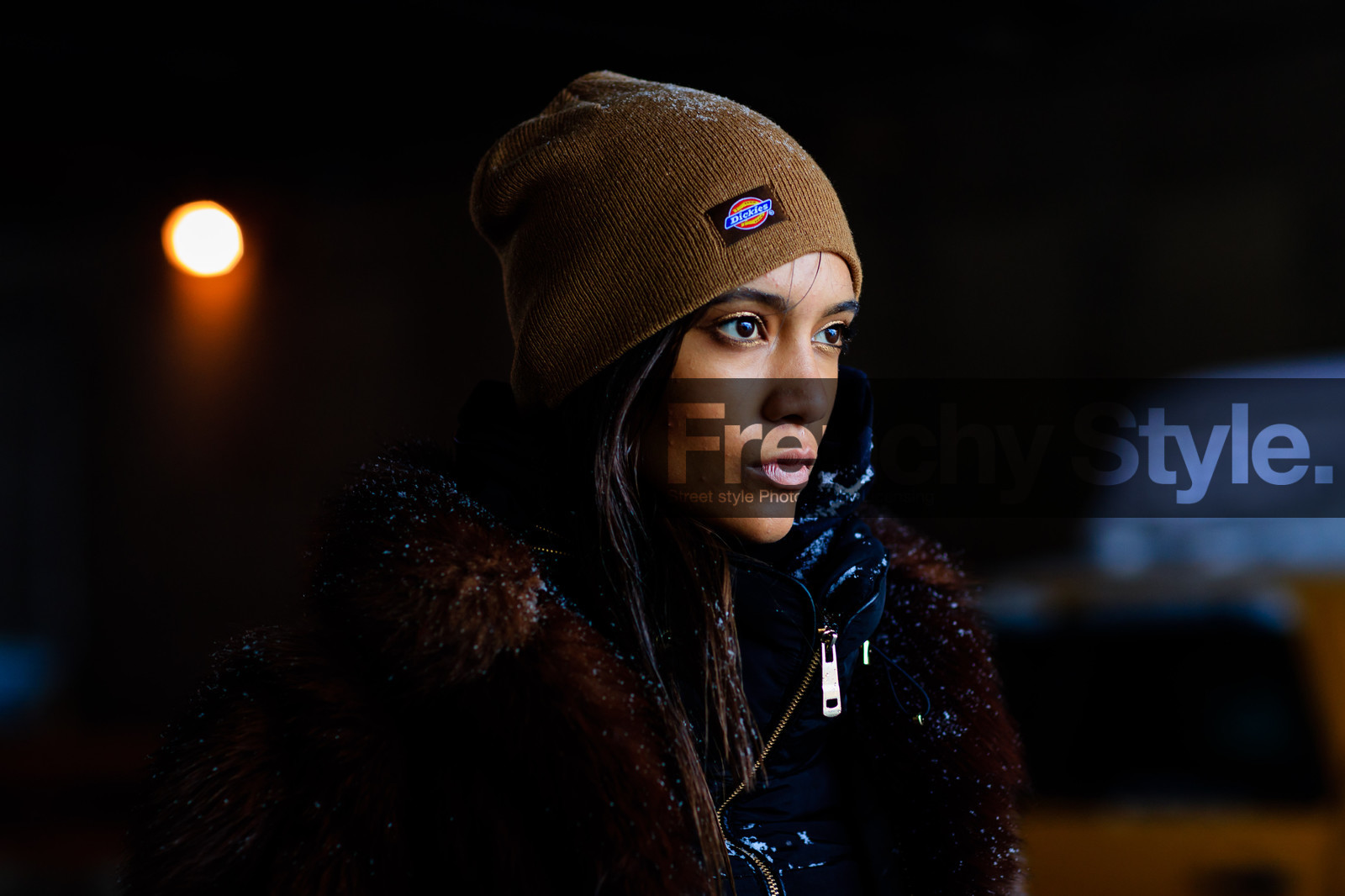 atmosphere details, AUTUMN WINTER 2017-2018, AW 17-18, brown fur, brown jacket, camel beanie, detail, FALL WINTER 2017-2018, fashion week, frenchystyle, fur jacket, FW, FW 17-18, horizontal, jonathan paciullo, model, NEW YORK, NYFW, portrait, street style