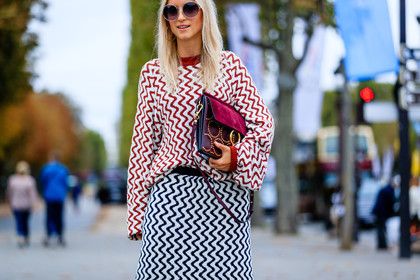 atmosphere details, Charlotte Groeneveld, chloe, detail, fashion week, frenchystyle, FW, geometric, graphic skirt, graphic sweater, horizontal, jonathan paciullo, leather bag, PARIS, PFW, printed skirt, printed sweater, red bag, red sweater, SPRING SUMMER 2017, SS 17, street style, striped skirt, striped sweater, studded bag, suede bag, sunglasses