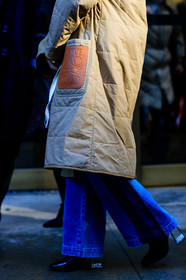 AUTUMN WINTER 2017-2018, AW 17-18, beige coat, blue denim, christian dior, denim pants, FALL WINTER 2017-2018, fashion week, frenchystyle, full length, FW, FW 17-18, jeans, jonathan paciullo, loewe, NEW YORK, NYFW, street style, trousers, vertical