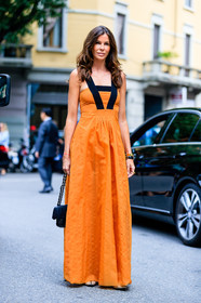 black bag, chanel, fashion week, frenchystyle, full length, FW, jonathan paciullo, leather bag, MFW, MILAN, orange dress, SPRING SUMMER 2017, SS 17, street style, vertical