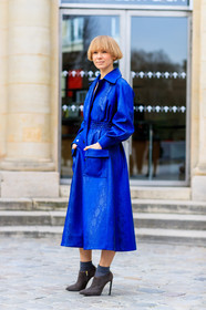 AUTUMN WINTER 2017-2018, AW 17-18, blue coat, christian dior, FALL WINTER 2017-2018, fashion week, frenchystyle, full length, FW, FW 17-18, grey boots, high heels, jonathan paciullo, leather coat, leather shoes, PARIS, PFW, street style, vertical, vika gazinskaya