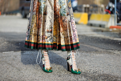 atmosphere details, AUTUMN WINTER 2016-2017, AW 16-17, detail, FALL WINTER 2016-2017, fashion week, frenchystyle, FW, FW 16-17, graphic skirt, gucci, high boots, high heels, horizontal, jonathan paciullo, lace up shoes, leather boots, LFW, LONDON, long skirt, margaret, zhang, MENSWEAR, pleated skirt, printed boots, printed skirt, satin, silk skirt, street style, stripes