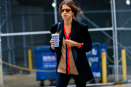 beige cardigan, black jacket, black leggings, blazer, leandra medine, necklace, pearls, sunglasses, trousers, street style, jonathan paciullo, FW, frenchystyle, fashion week, NYFW, NEW YORK, SPRING SUMMER 2019, SS 19, atmosphere details, horizontal, detail