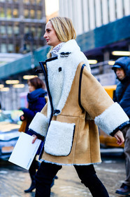 AUTUMN WINTER 2017-2018, AW 17-18, camel jacket, detail, FALL WINTER 2017-2018, fashion week, frenchystyle, FW, FW 17-18, jonathan paciullo, leather jacket, NEW YORK, NYFW, oversize, patchwork, shearling, street style, trousers, vertical, white fur