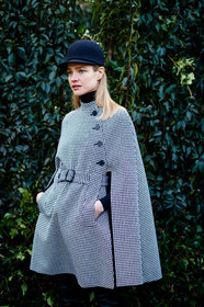 black and white, black hat, cape, christian dior, graphic coat, graphic dress, houndstooth motif, houndstooth pattern, printed coat, printed dress, fashion week, frenchystyle, FW, jonathan paciullo, street style, PFW, PARIS, SPRING SUMMER 2017, SS 17, HAUTE COUTURE, vertical, detail, natalia vodianova
