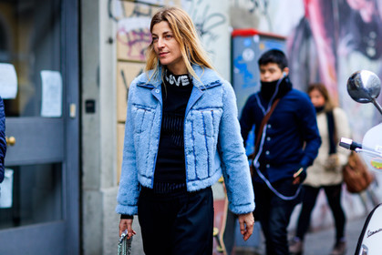 ada kokosar, atmosphere details, AUTUMN WINTER 2017-2018, AW 17-18, black jumpsuit, black pants, black sweater, blue fur coat, blue jacket, detail, earrings, FALL WINTER 2017-2018, fashion week, fendi, frenchystyle, fur jacket, FW, FW 17-18, horizontal, jonathan paciullo, MFW, MILAN, street style, trousers