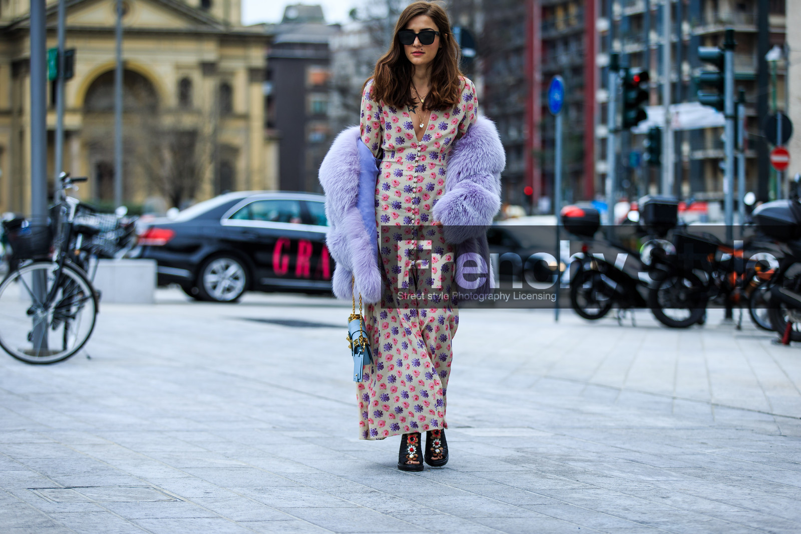atmosphere details, AUTUMN WINTER 2016-2017, AW 16-17, black, blue, blue bag, eleonora carisi, FALL WINTER 2016-2017, fashion week, floral, flower, frenchystyle, full length, fur jacket, FW, FW 16-17, high boots, high heels, horizontal, jonathan paciullo, leather bag, leather shoes, LFW, LONDON, long dress, MENSWEAR, off the shoulder, pink, pink dress, printed dress, purple, purple fur, street style, sunglasses, turquoise, valentino