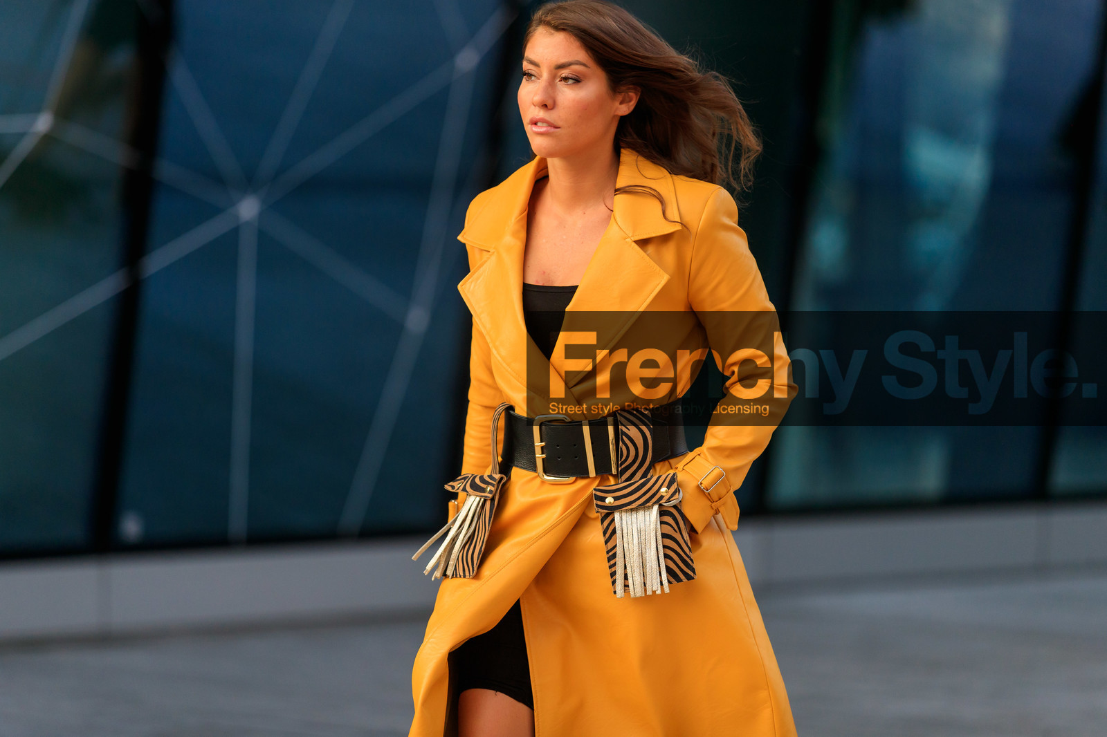 yellow trench coat, belted trench coat, black leather belt, animal printed belt, fashion week, frenchystyle, FW, jonathan paciullo, street style, MFW, MILAN, SPRING SUMMER 2020, SS 20